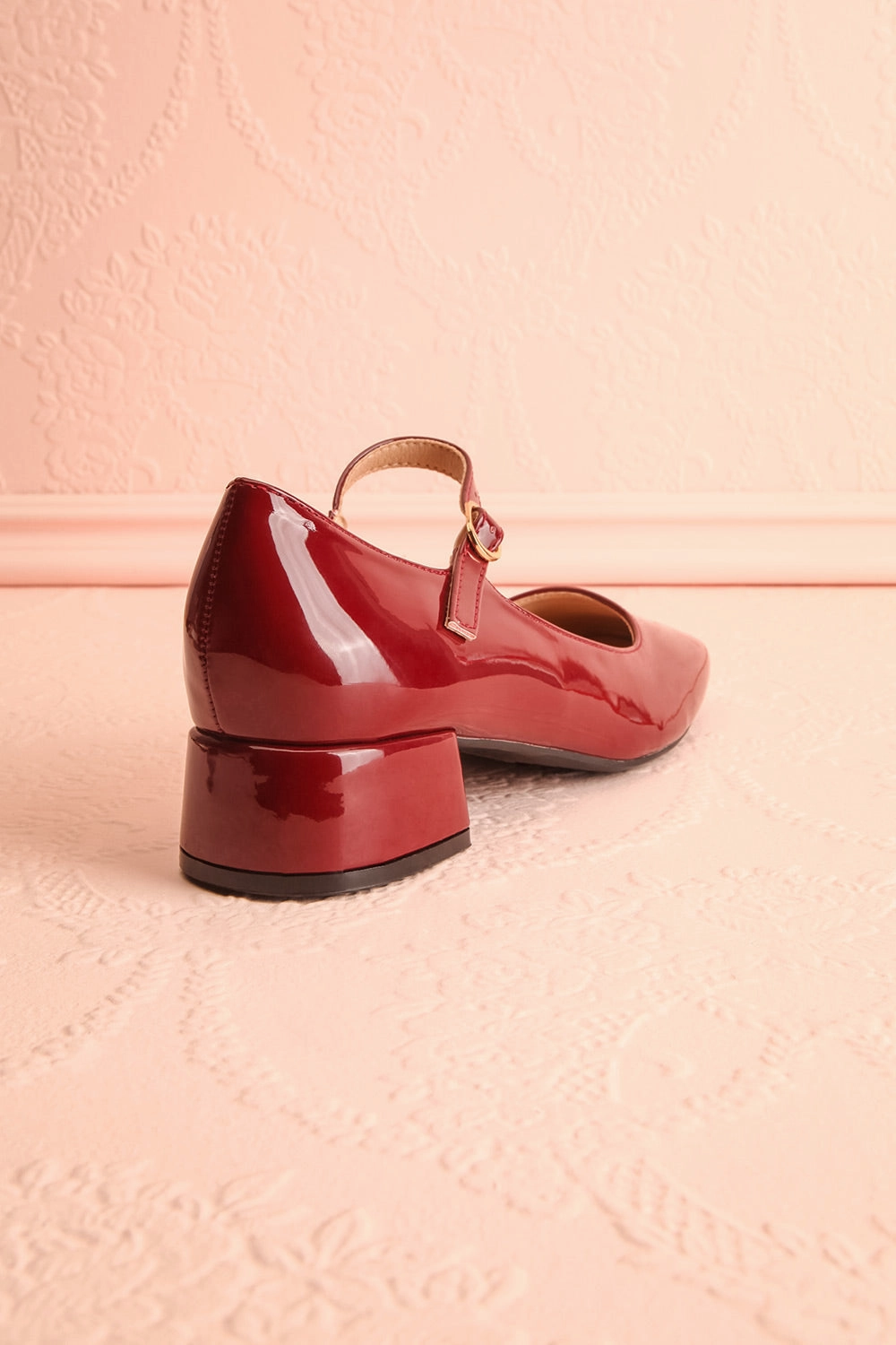 Kerati Burgundy | Square Toe Mary Jane Heels