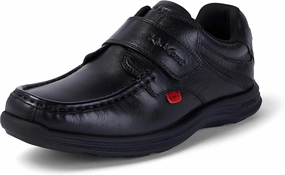 Kickers Boys Kids REASAN Strap Leather Youth Black School Shoes Size
