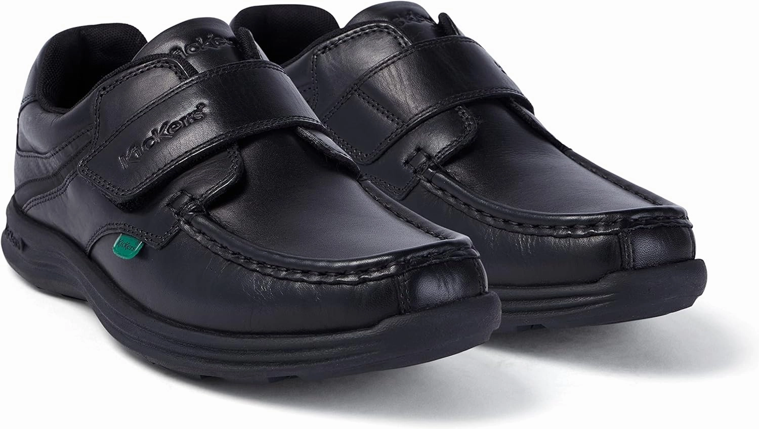 Kickers Boys Kids REASAN Strap Leather Youth Black School Shoes Size
