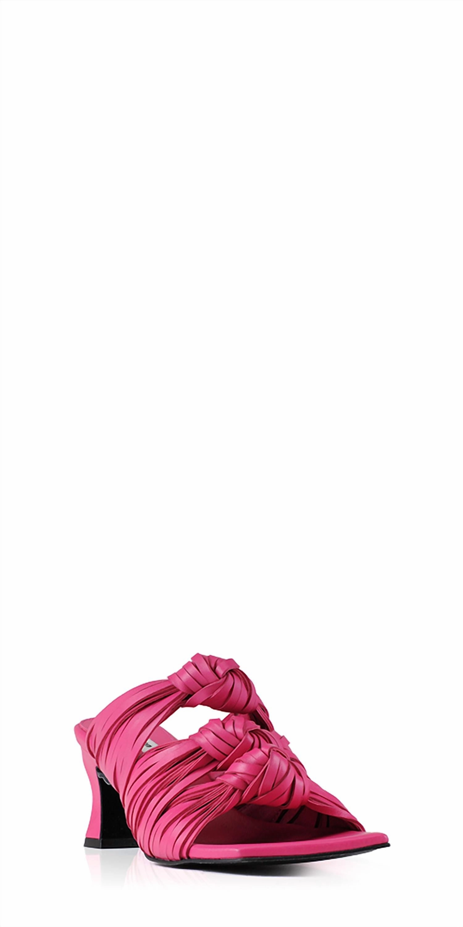 Knotted Fringe Sandals In Fuchsia
