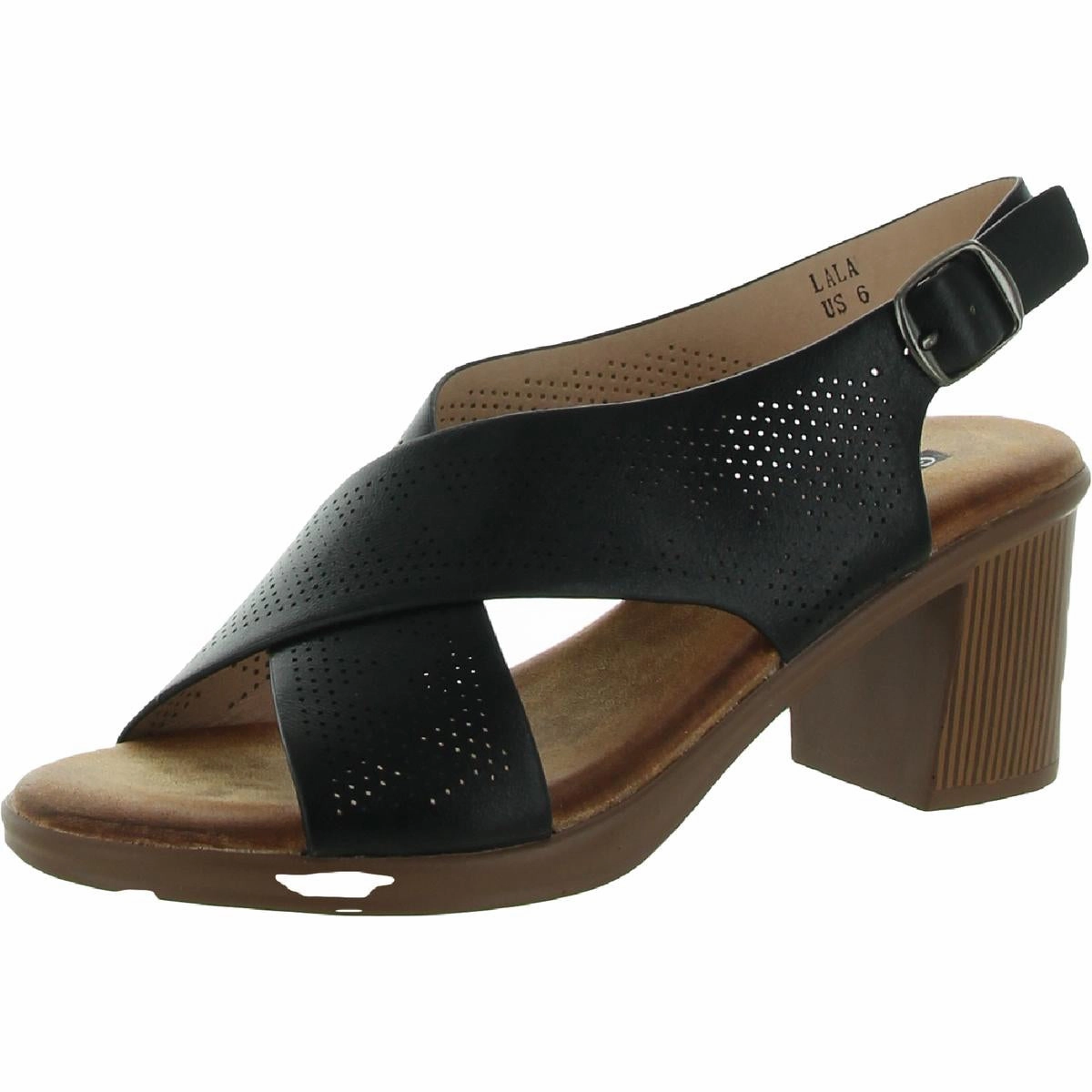 Lala Womens Cushioned Footbed Faux Leather Heels