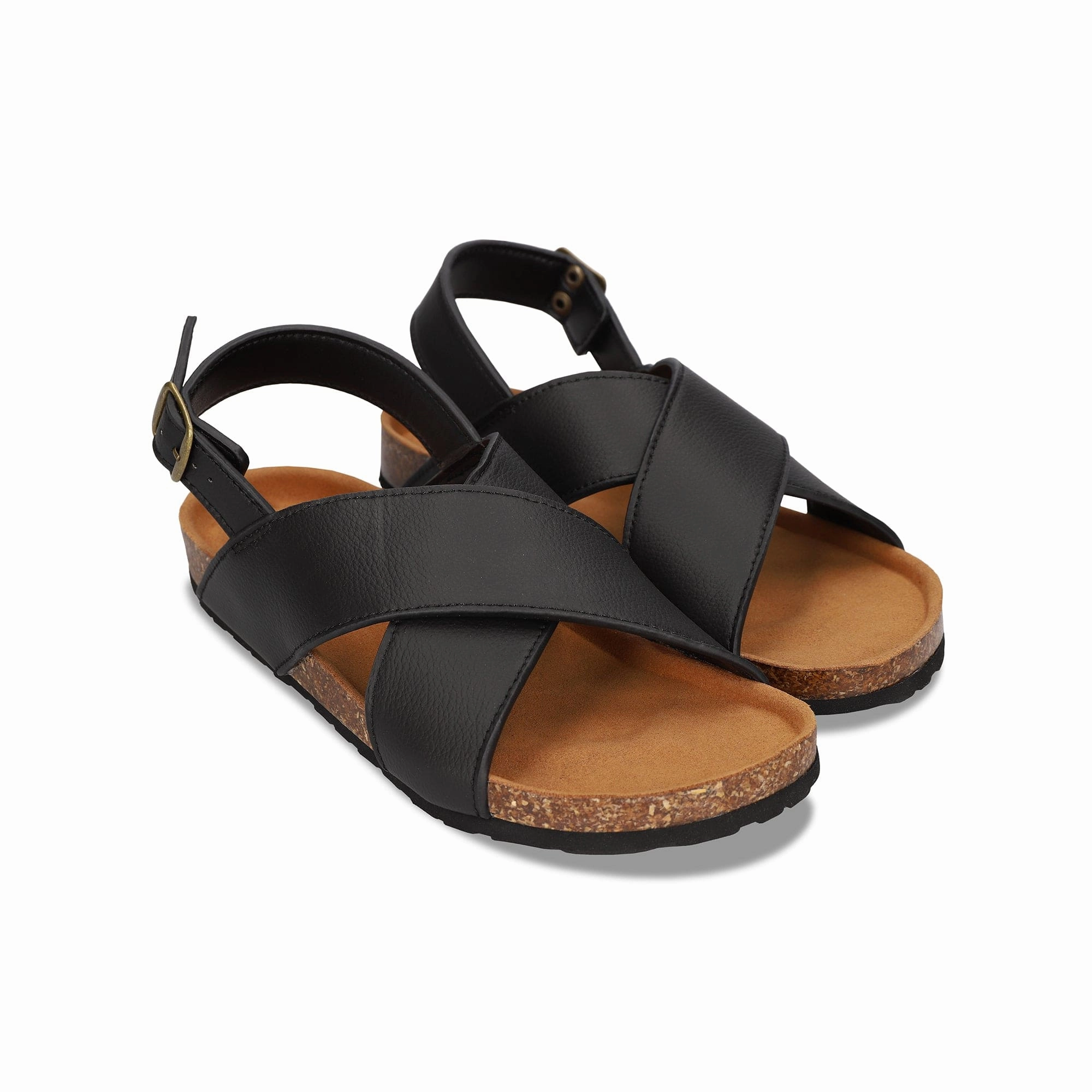 Lanta Unisex Vegan Apple Leather Sandals | Black