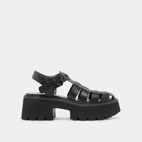 LASLY TONAL SANDALS BLACK LEATHER