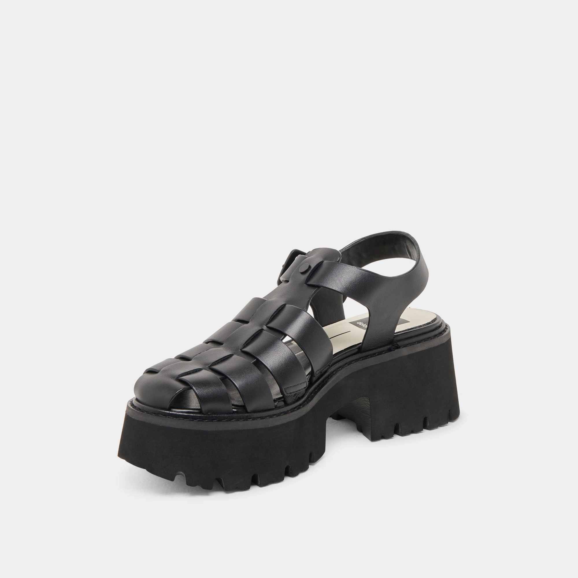 LASLY TONAL SANDALS BLACK LEATHER