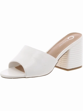 LESLEE Womens Vegan Leather Slip On Block Heel