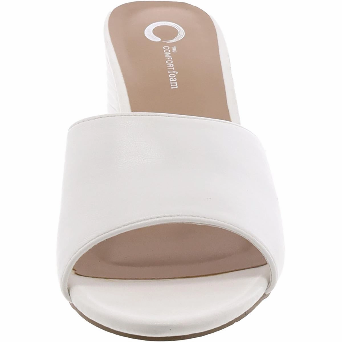 LESLEE Womens Vegan Leather Slip On Block Heel