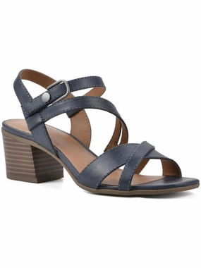 LET GO Womens Faux Leather Ankle Strap Block Heel