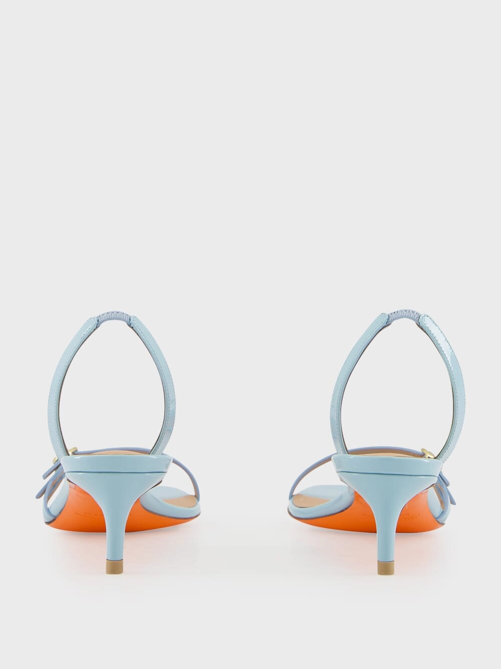 Light Blue Patent Leather Mid-Heel Sandals