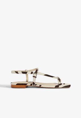 Lisa Animal Print Leather Flat Sandal