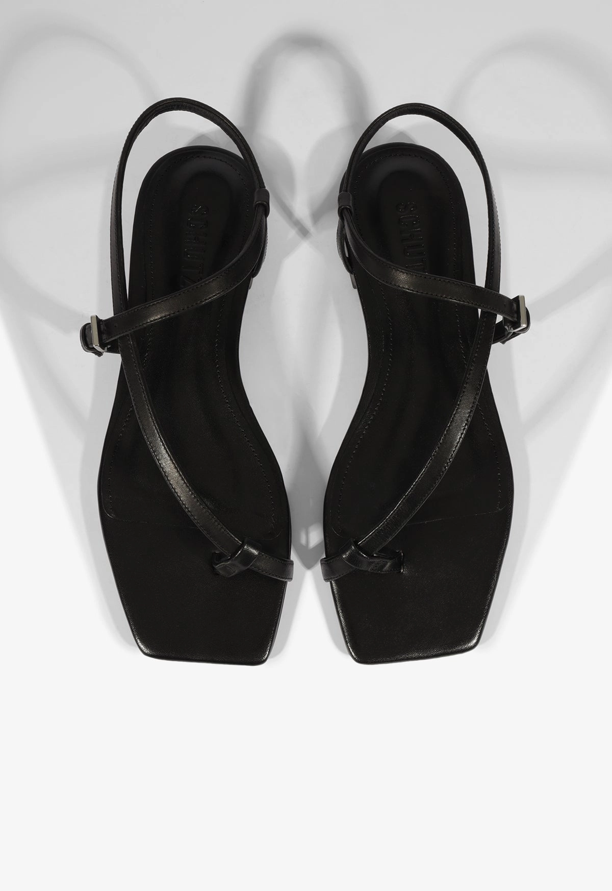 Lisa Black Leather Flat Sandal