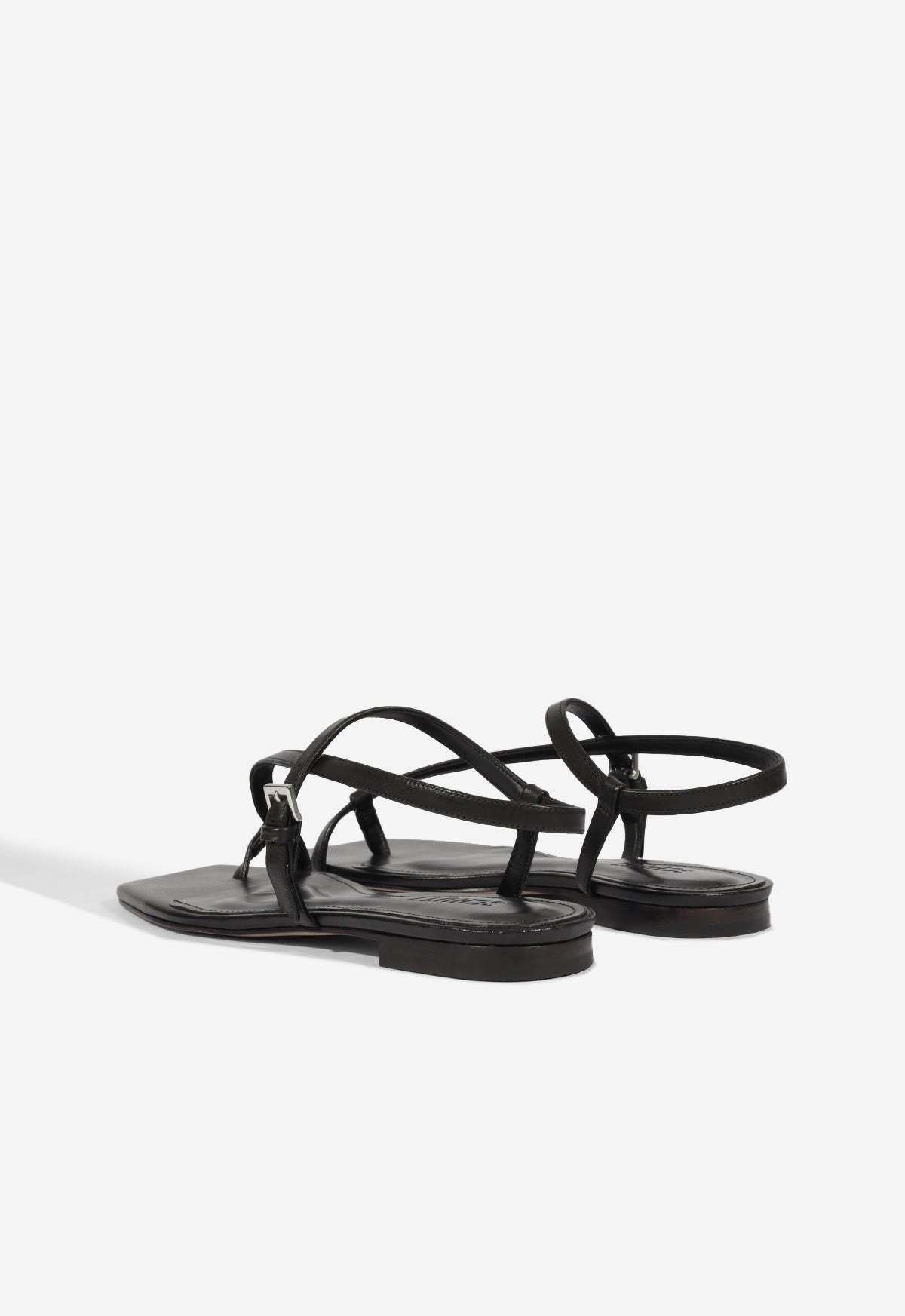 Lisa Black Leather Flat Sandal