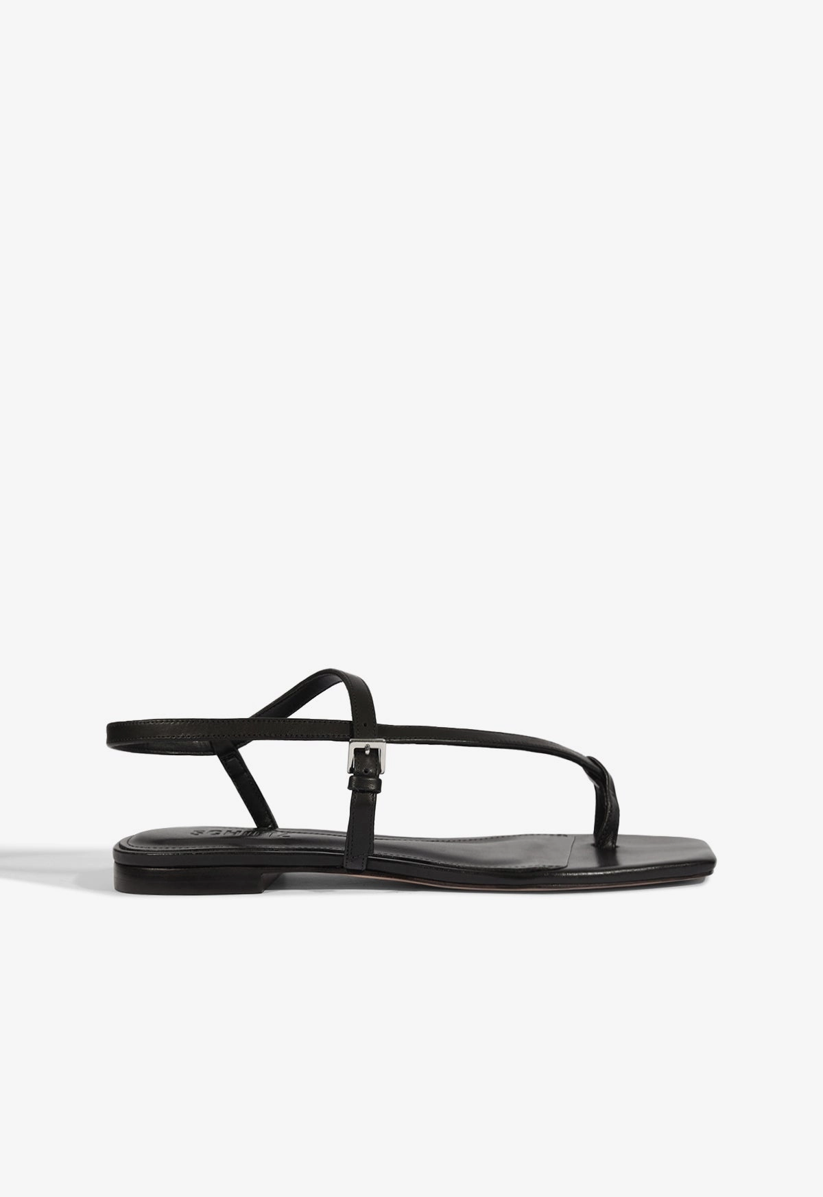 Lisa Black Leather Flat Sandal