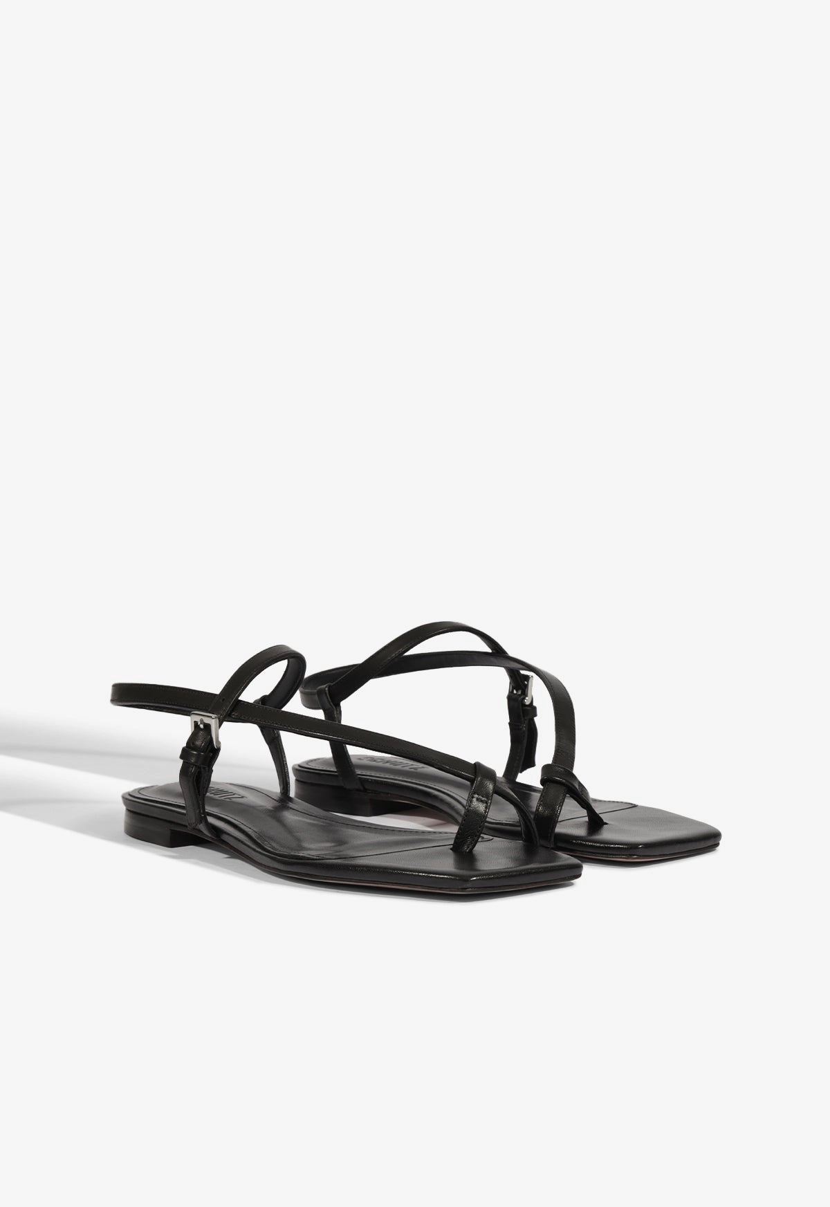Lisa Black Leather Flat Sandal