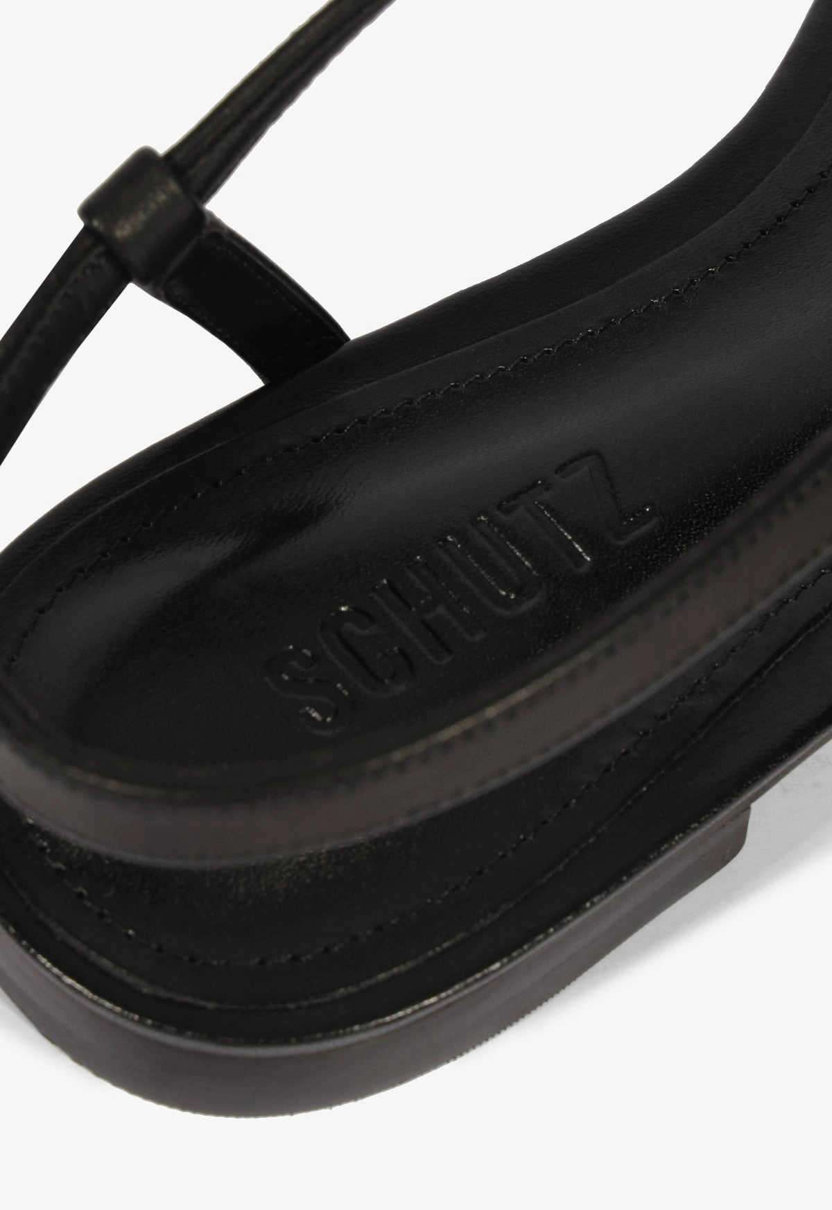 Lisa Black Leather Flat Sandal