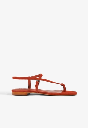 Lisa Red Suede Flat Sandal
