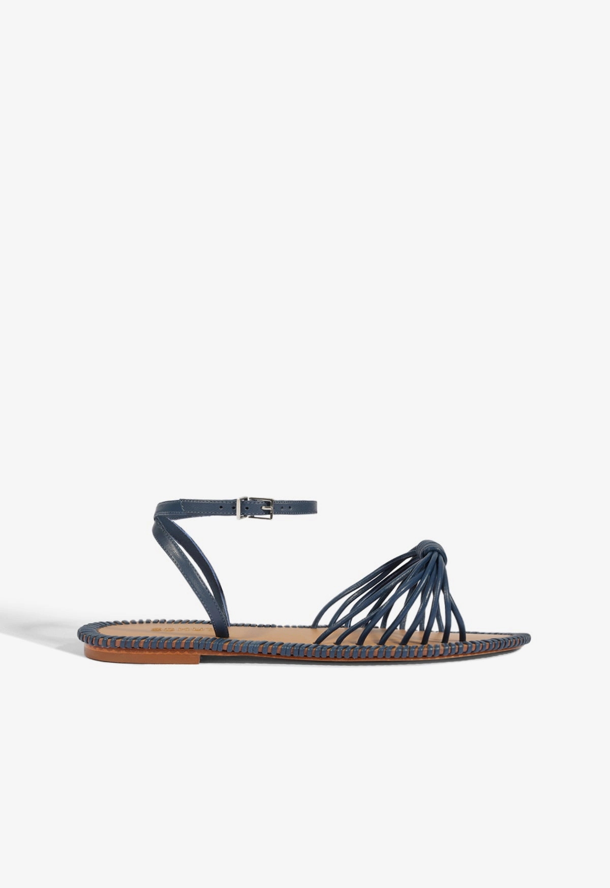 Livia Blue Leather Flat Sandal