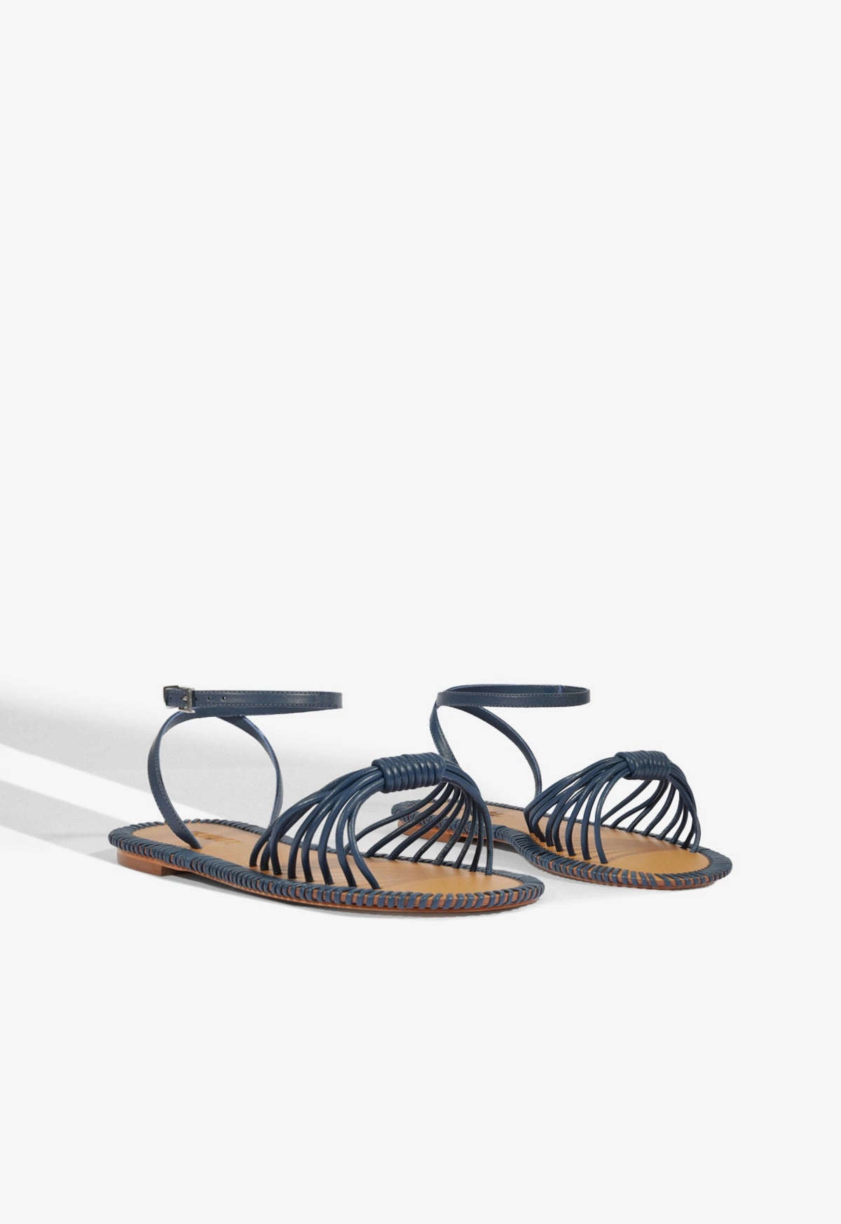 Livia Blue Leather Flat Sandal