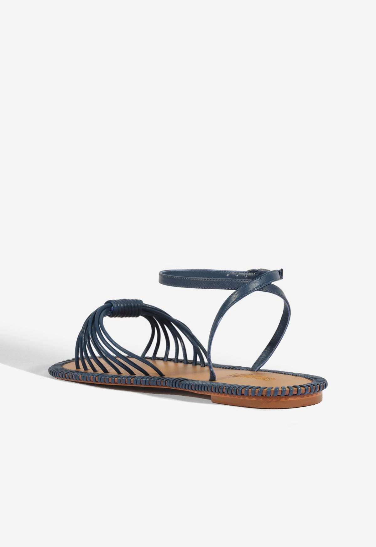 Livia Blue Leather Flat Sandal