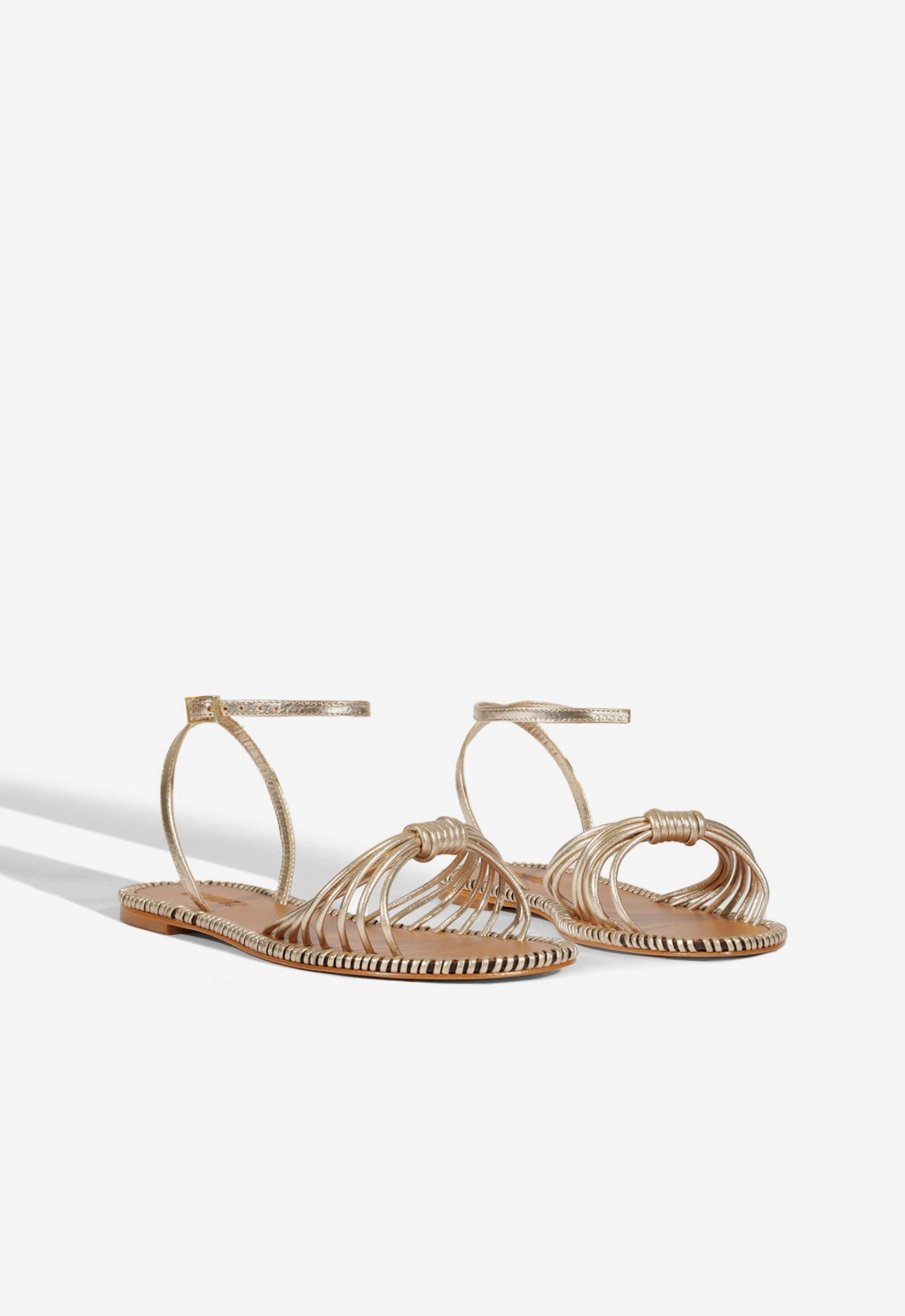 Livia Gold Leather Flat Sandal