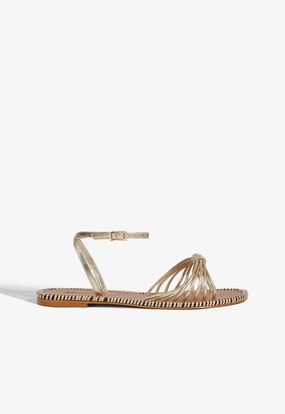 Livia Gold Leather Flat Sandal