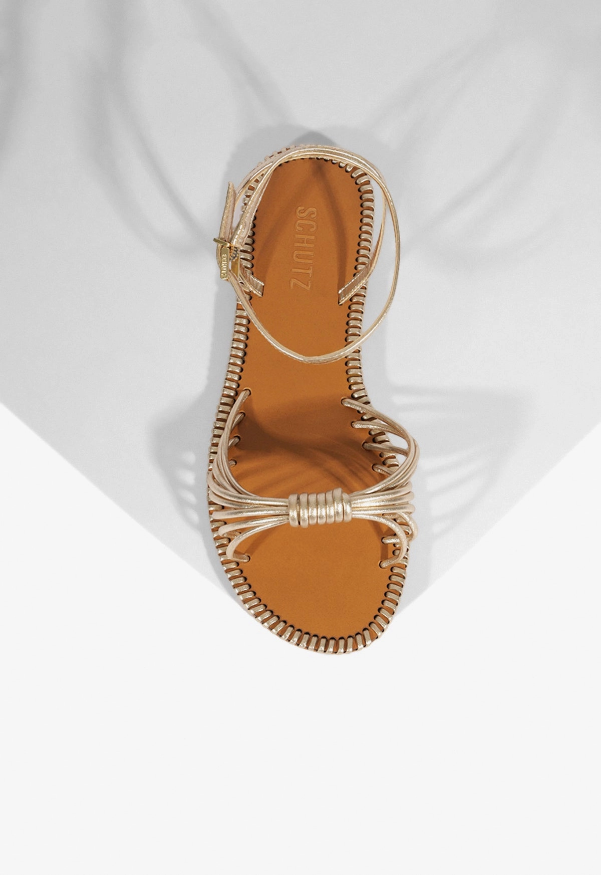 Livia Gold Leather Flat Sandal