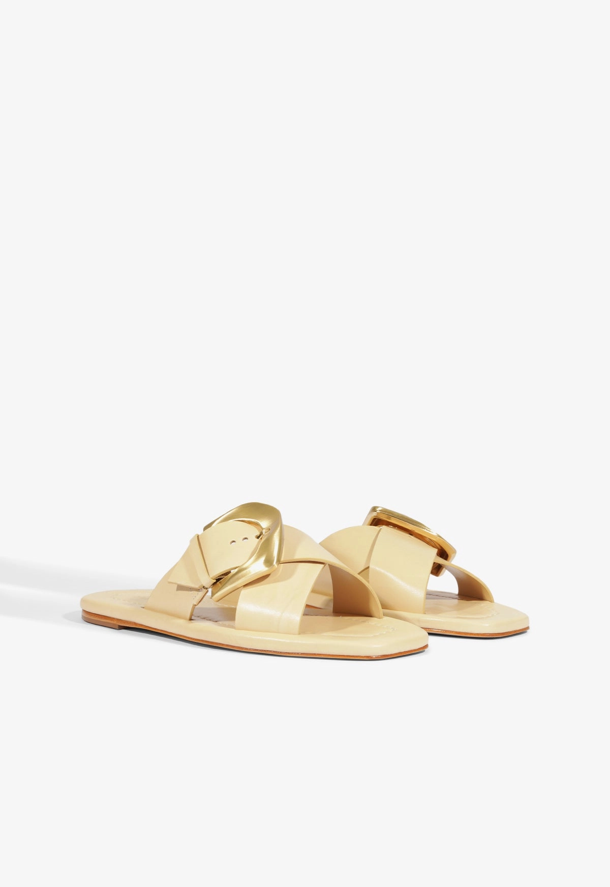 Lois Beige Leather Flat Sandal