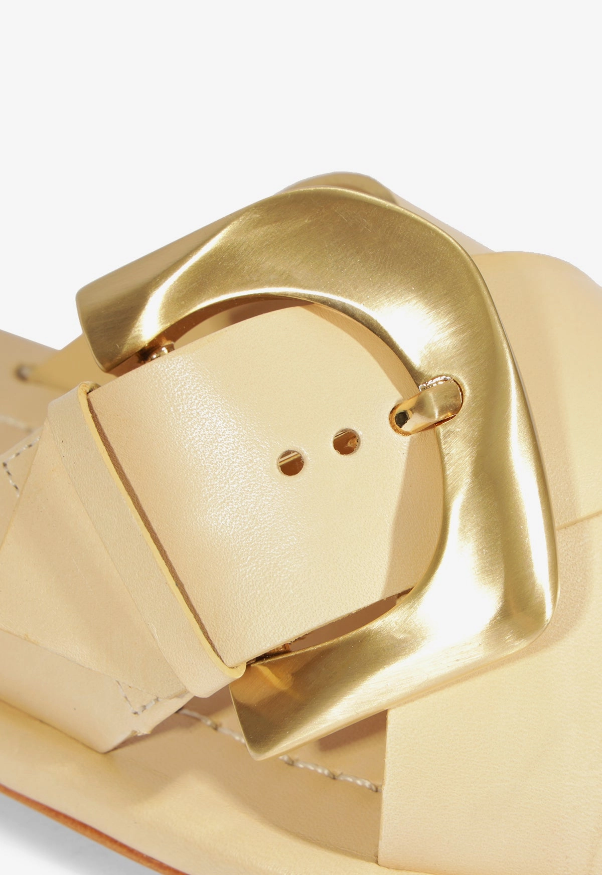 Lois Beige Leather Flat Sandal