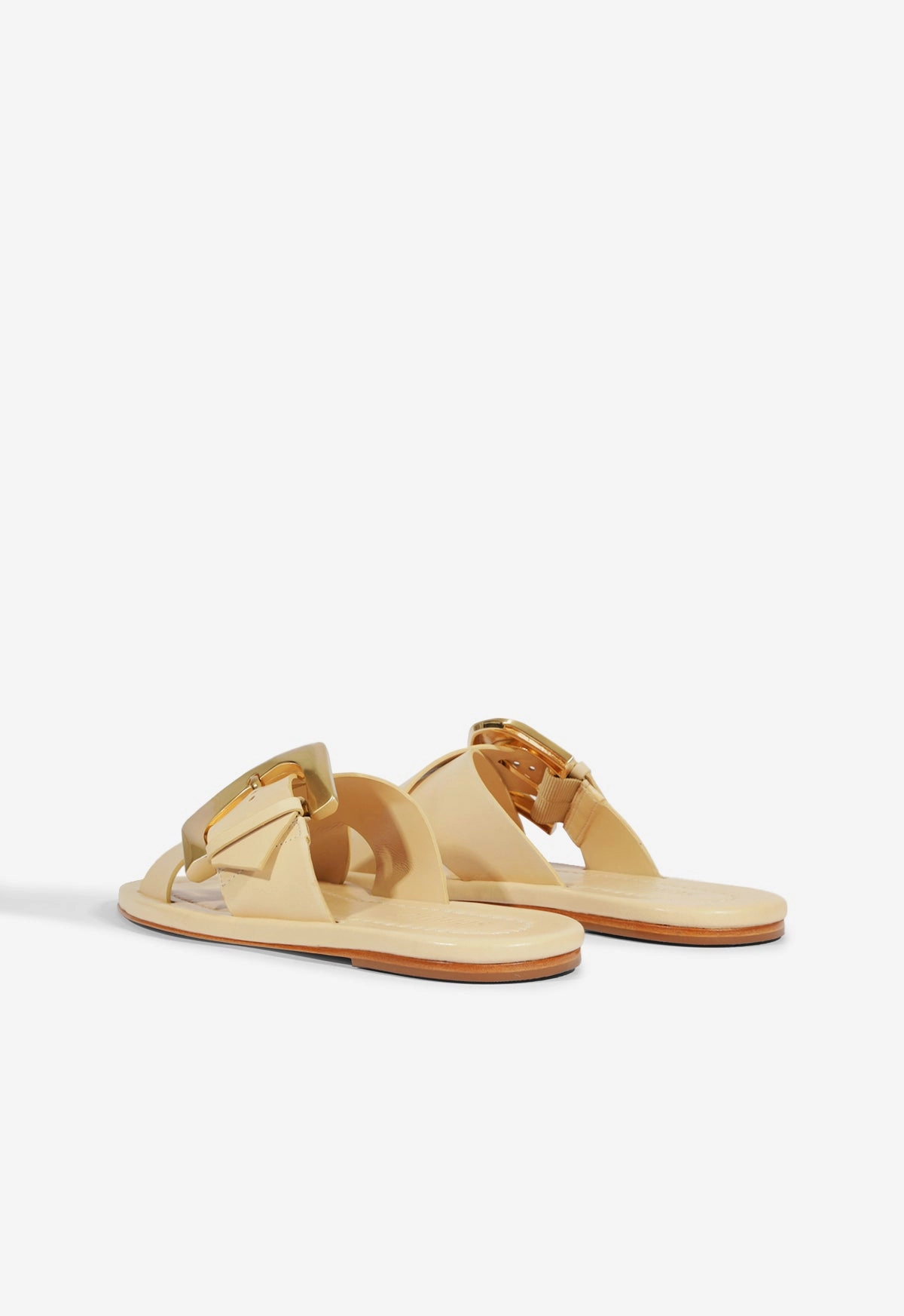 Lois Beige Leather Flat Sandal