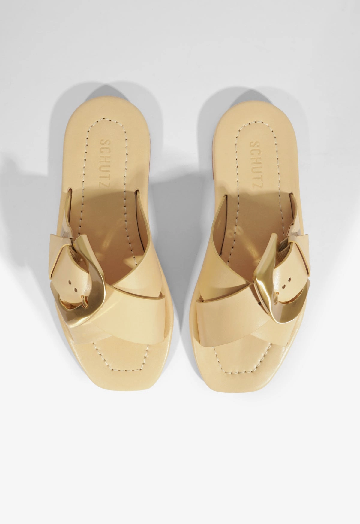 Lois Beige Leather Flat Sandal