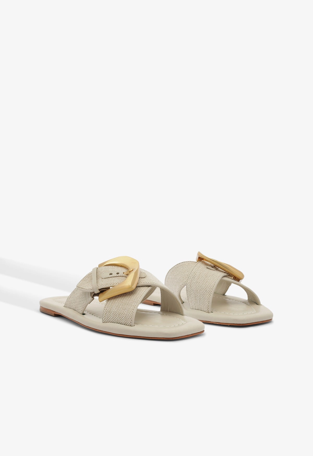 Lois Beige Linen Flat Sandal