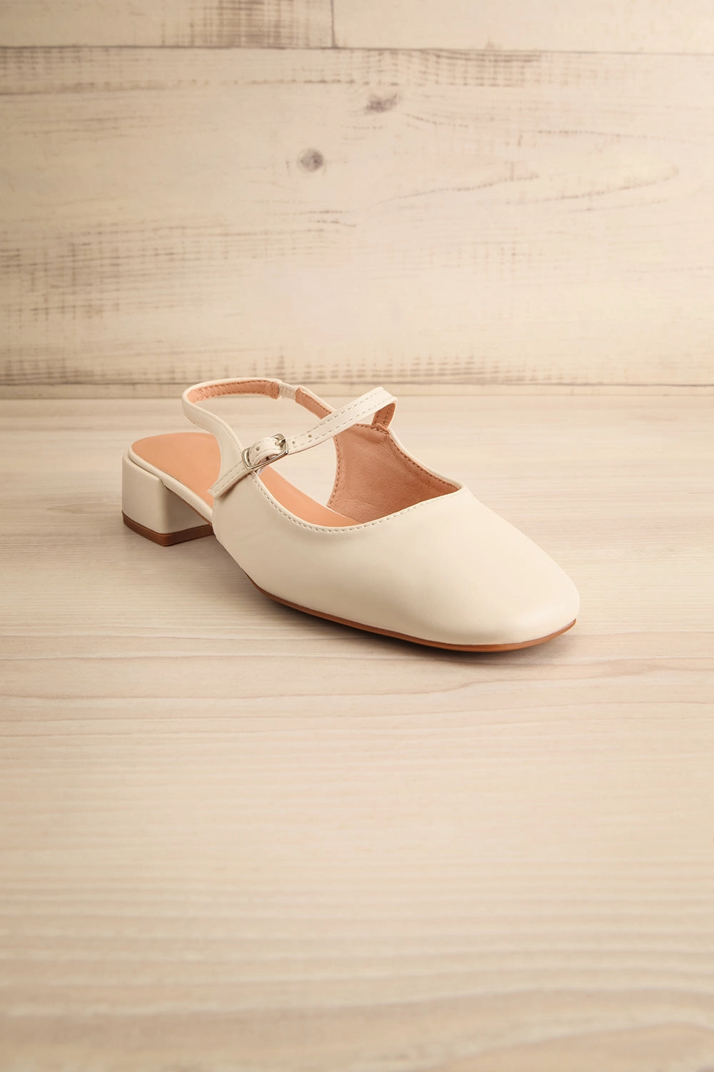 Lulu Ivory | Faux Leather Sling-back Heels