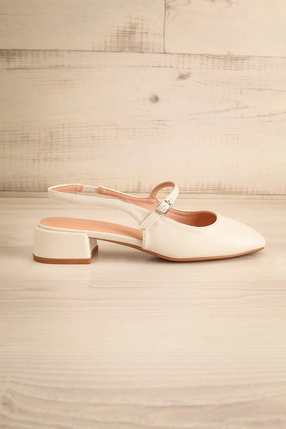 Lulu Ivory | Faux Leather Sling-back Heels