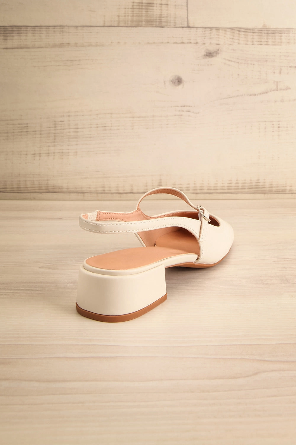 Lulu Ivory | Faux Leather Sling-back Heels
