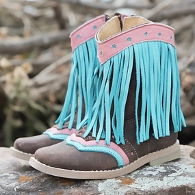 Lyddie Turquoise Fringe Toddler Boots