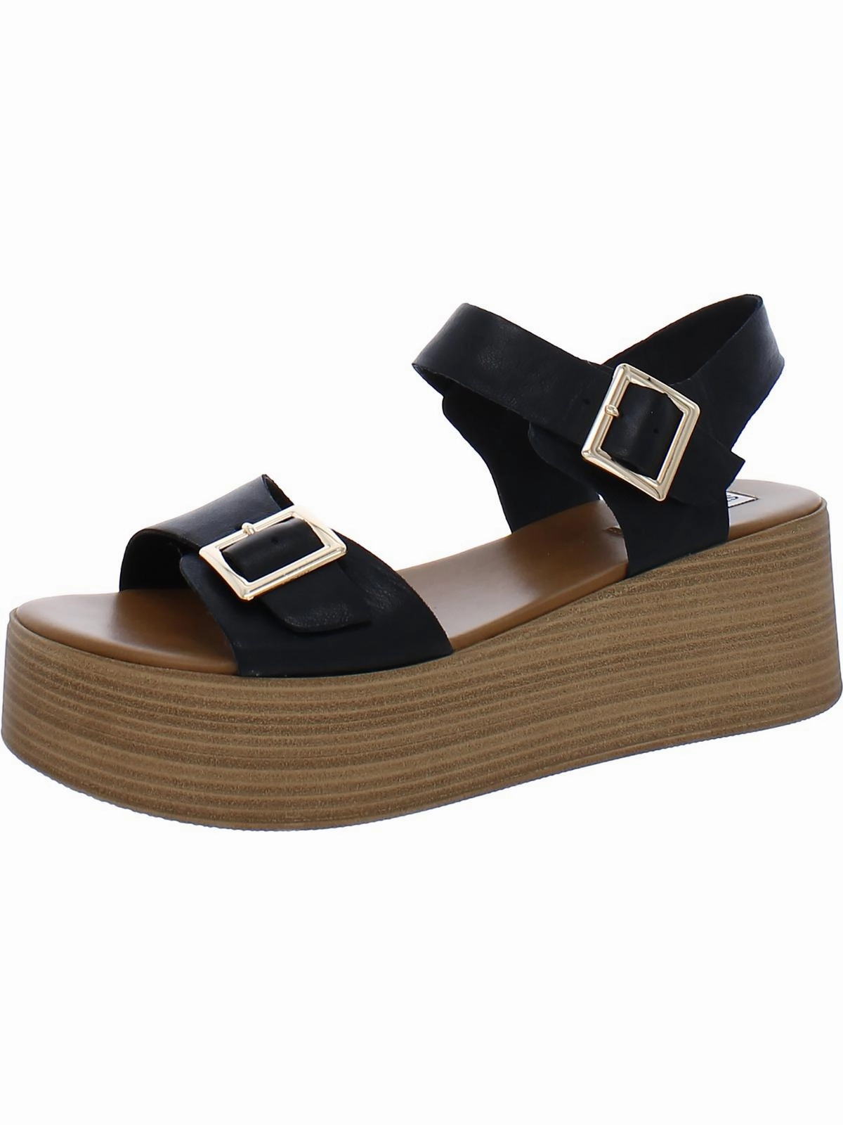 Marka Womens Buckle Ankle Strap Platform Sandals