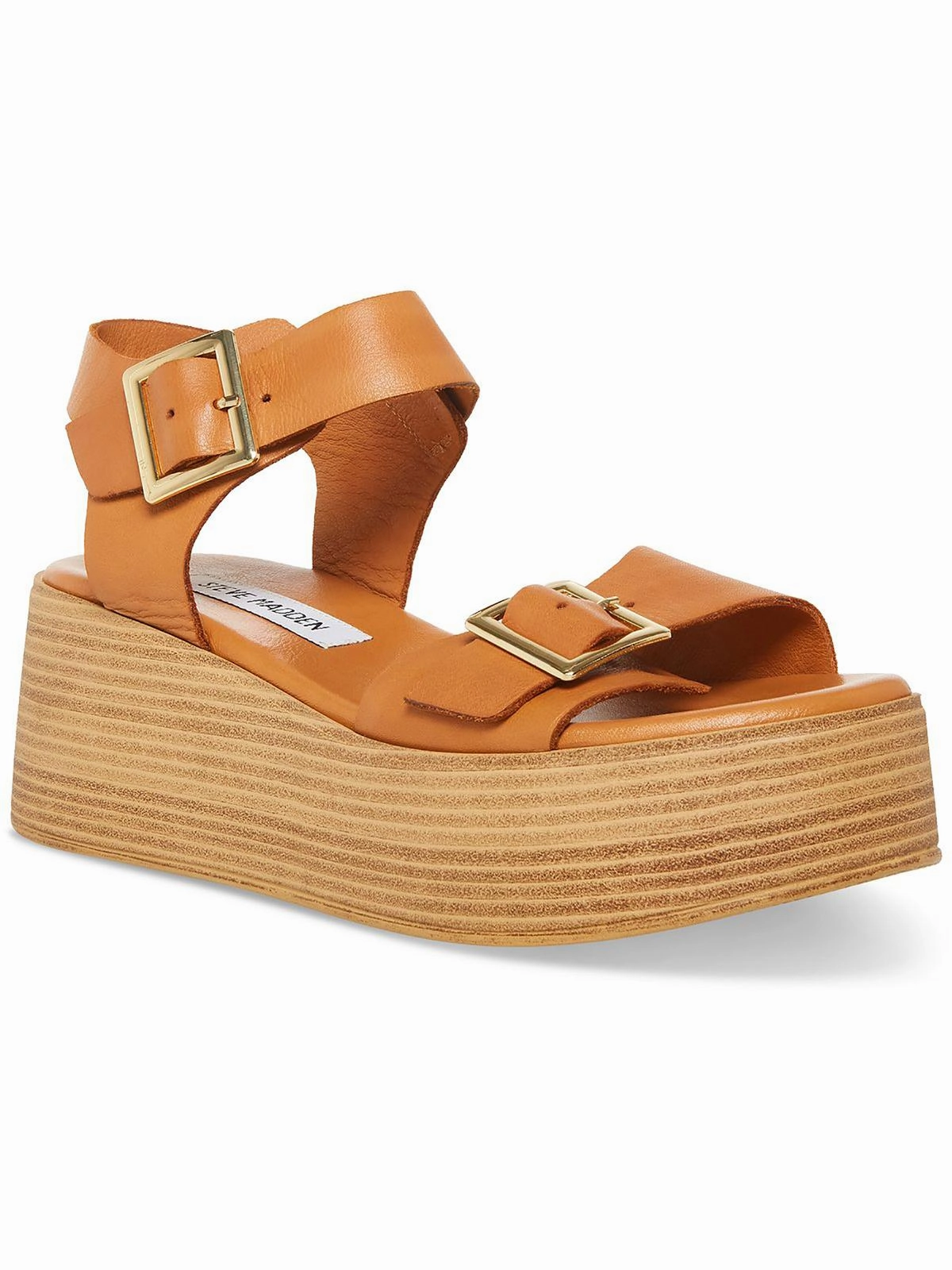 Marka Womens Buckle Ankle Strap Platform Sandals