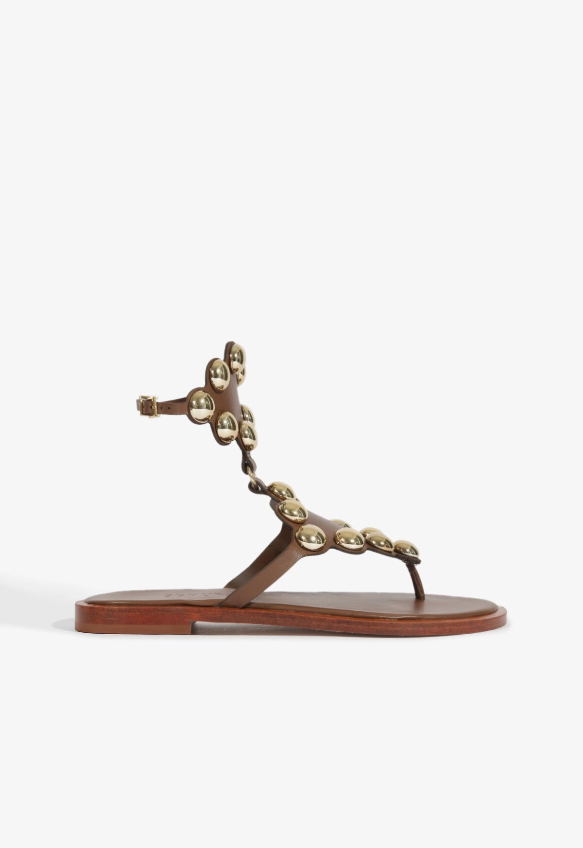Mist Brown Leather Flat Sandal