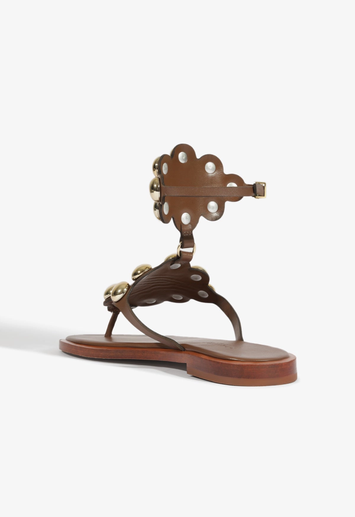 Mist Brown Leather Flat Sandal