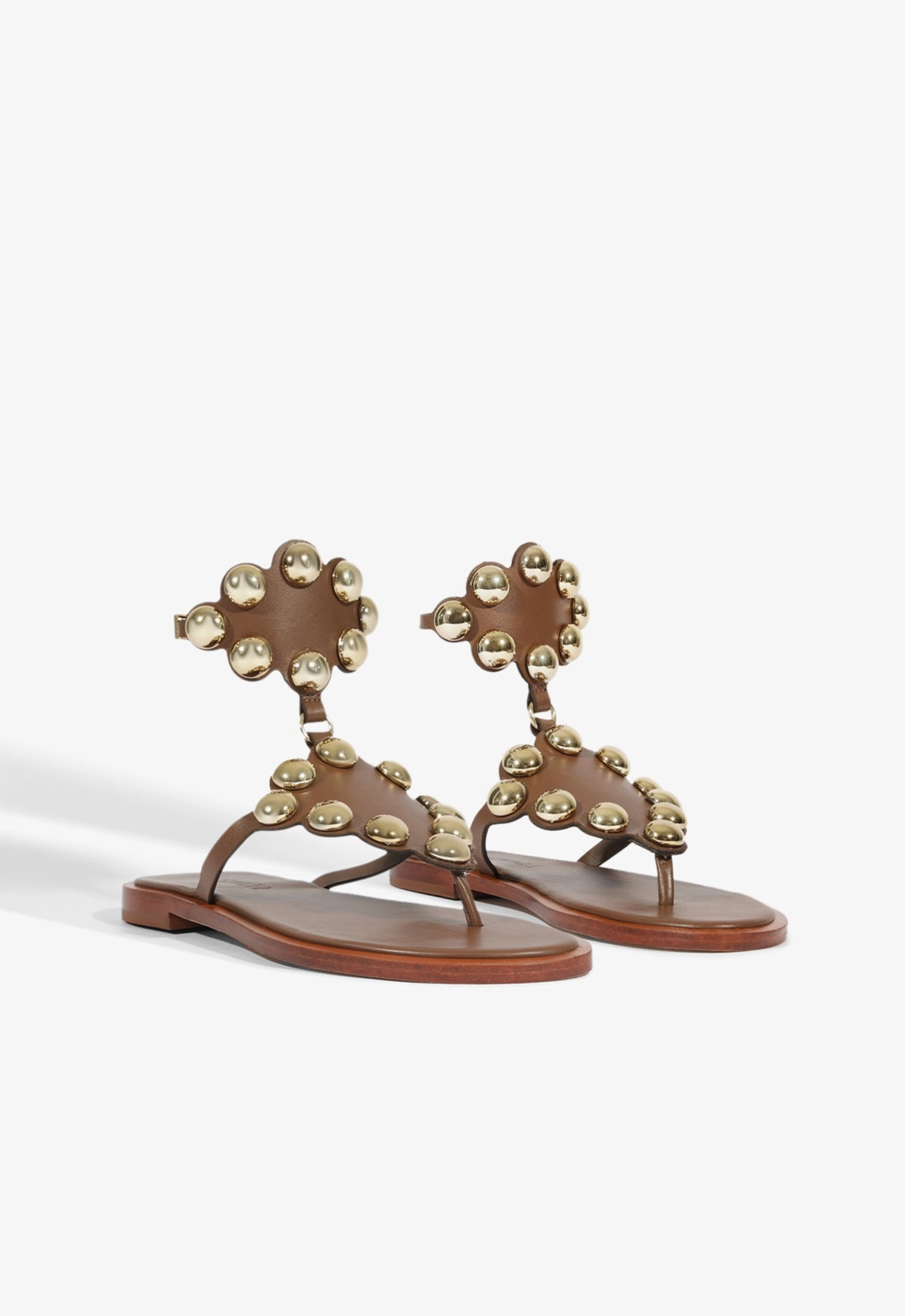 Mist Brown Leather Flat Sandal