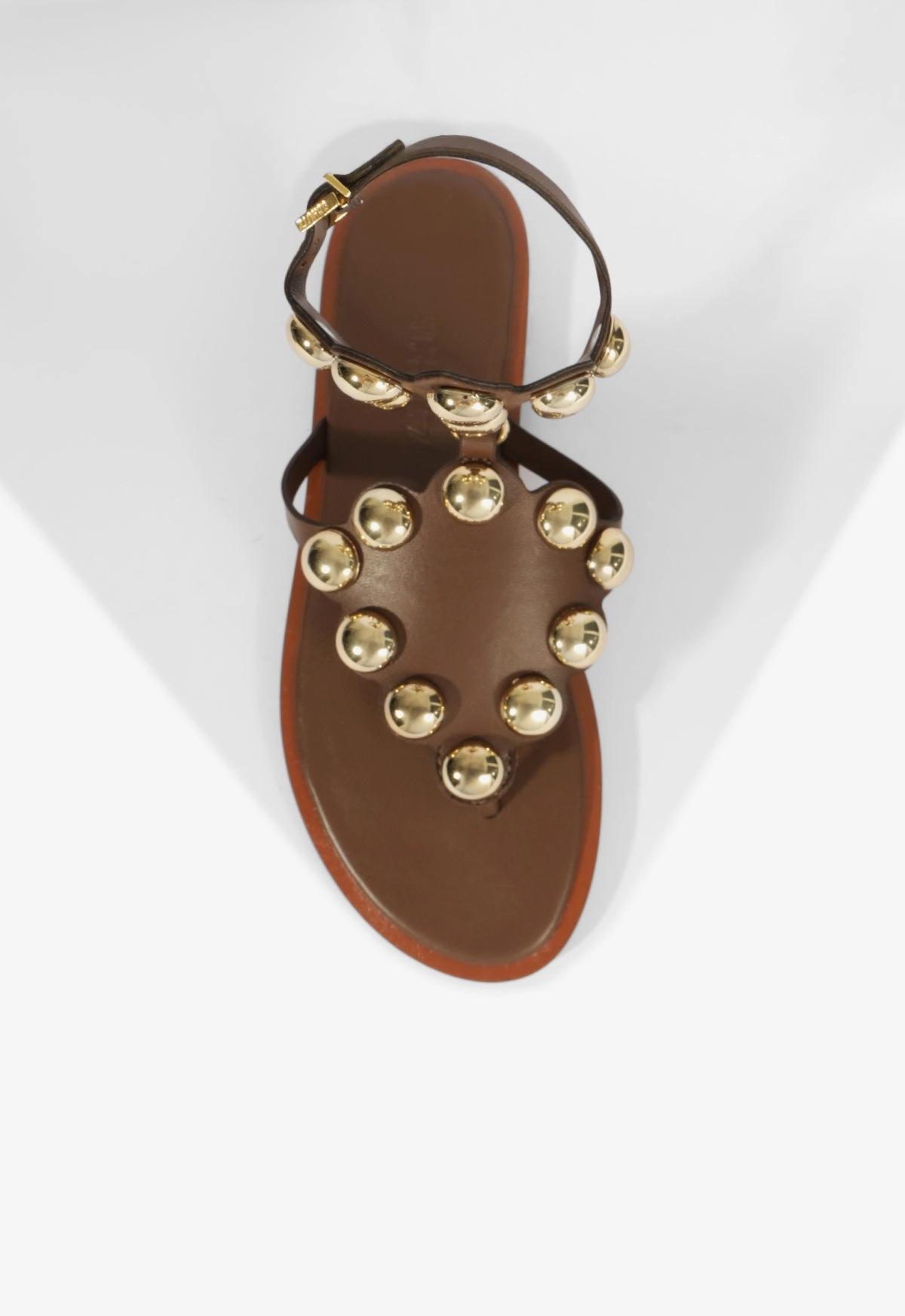 Mist Brown Leather Flat Sandal