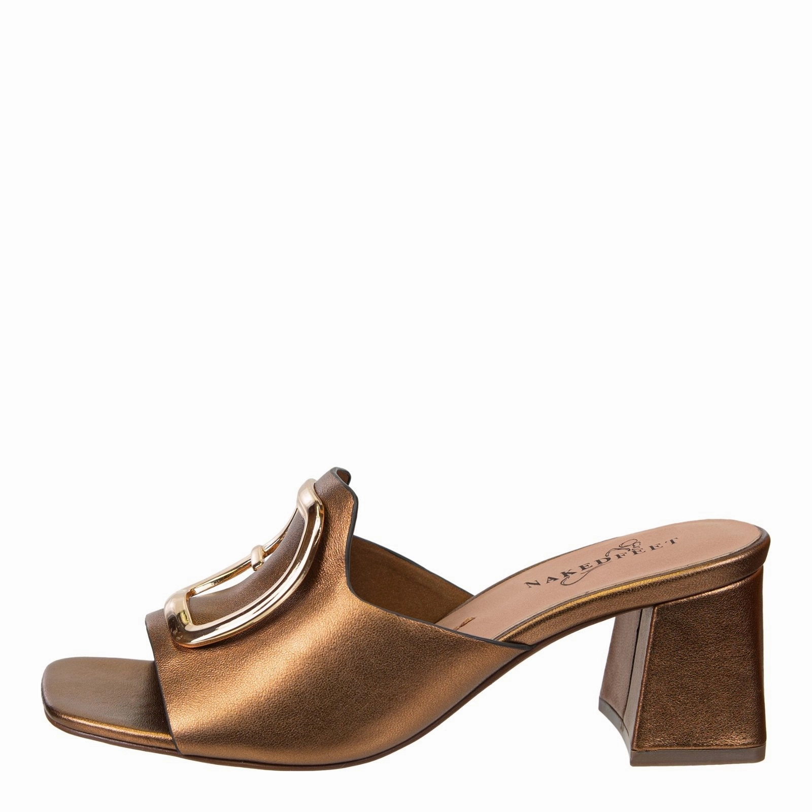 Naked Feet: CUPEL in BRONZE Heeled Sandals