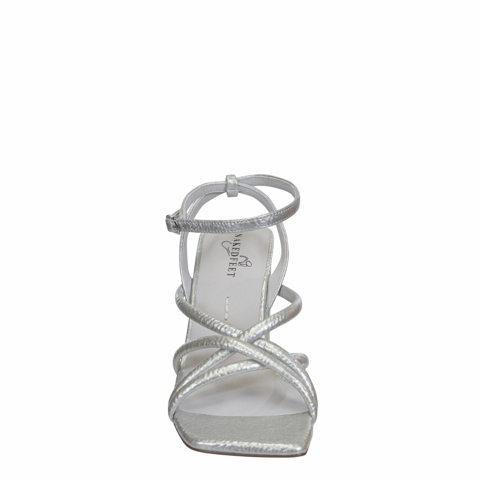 Naked Feet: MOOD in SILVER Heeled Sandals