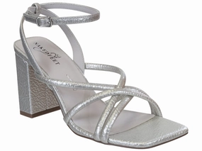 Naked Feet: MOOD in SILVER Heeled Sandals