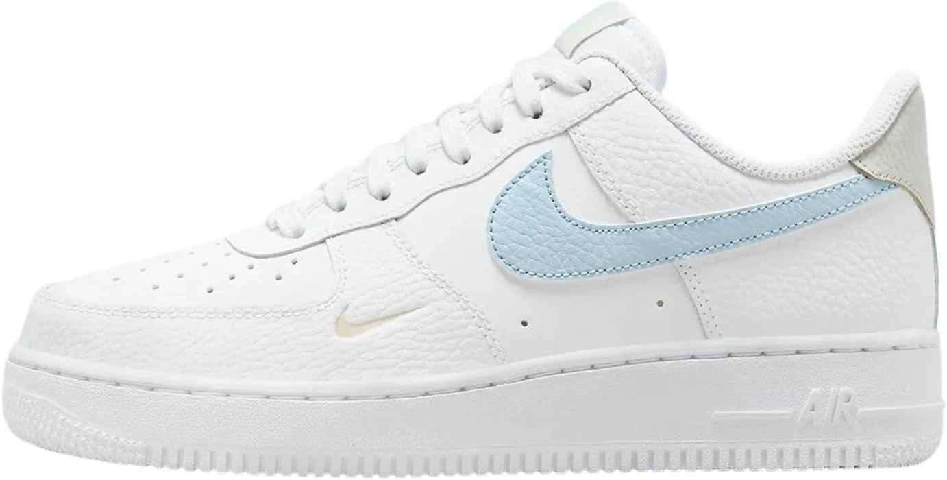 Nike Air Force 1 '07 Womens Lifestyle Shoes (White/Light Bone/Light Armoury Blue) (HF0022-100, Blue/White)