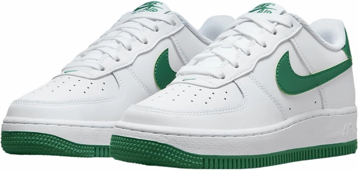 Nike Air Force 1 Big Kids' Shoes (FV5948-103, White/White/Malachite)