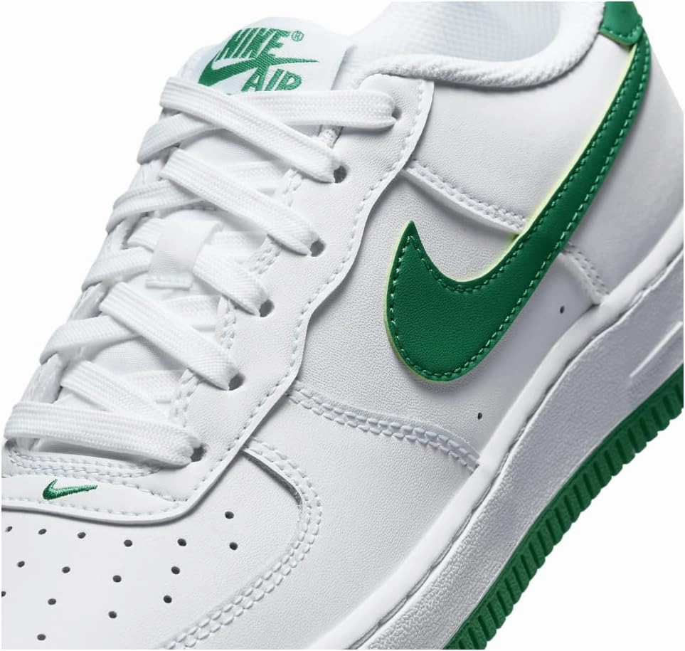 Nike Air Force 1 Big Kids' Shoes (FV5948-103, White/White/Malachite)
