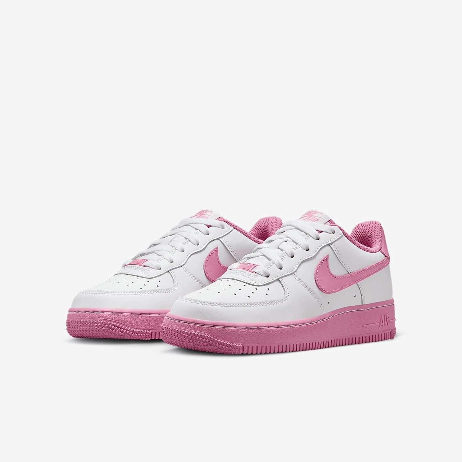 Nike Air Force 1 Low Grade School Lifestyle Shoes (White/Flamingo/Pink) (IB4411-100, Pink/White)