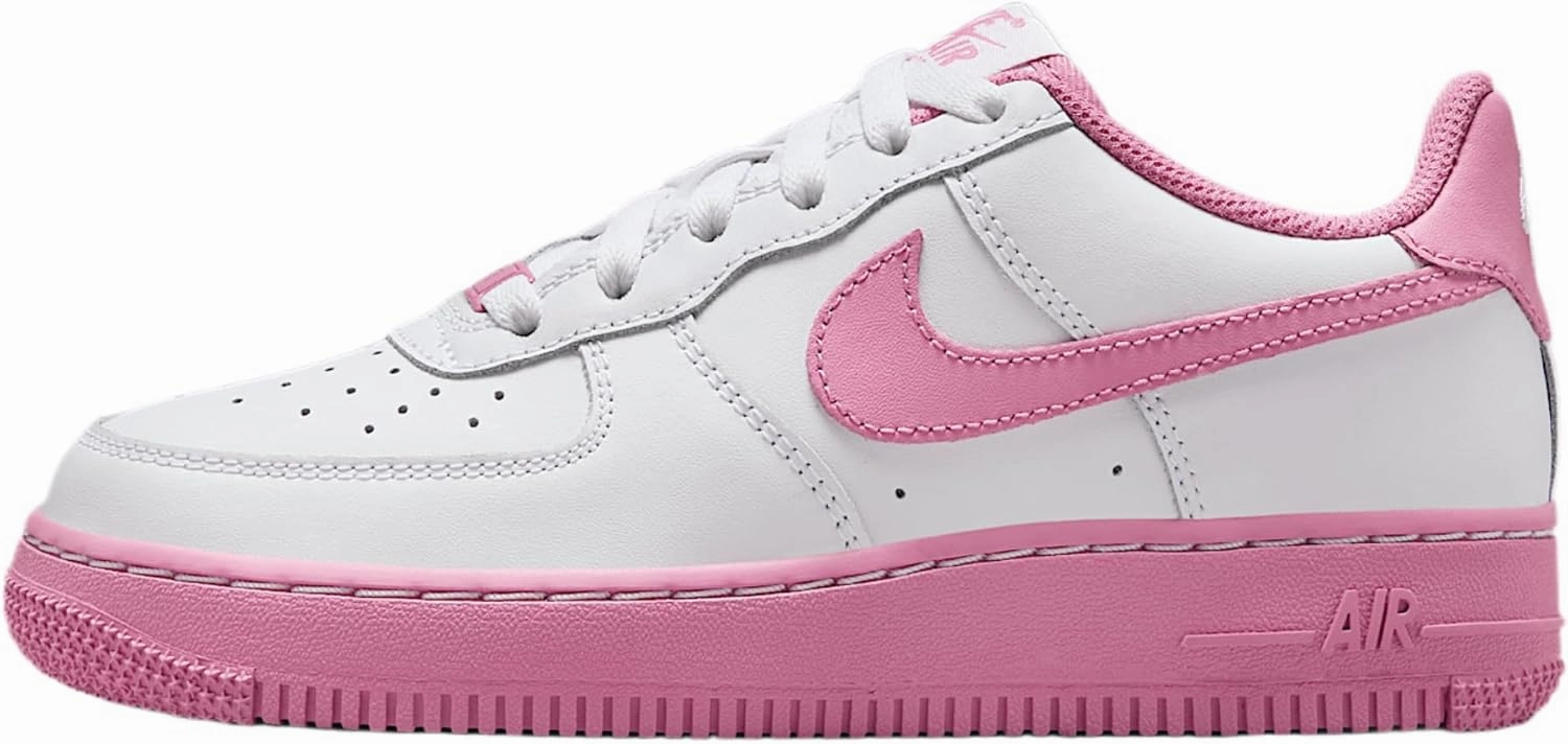 Nike Air Force 1 Low Grade School Lifestyle Shoes (White/Flamingo/Pink) (IB4411-100, Pink/White)