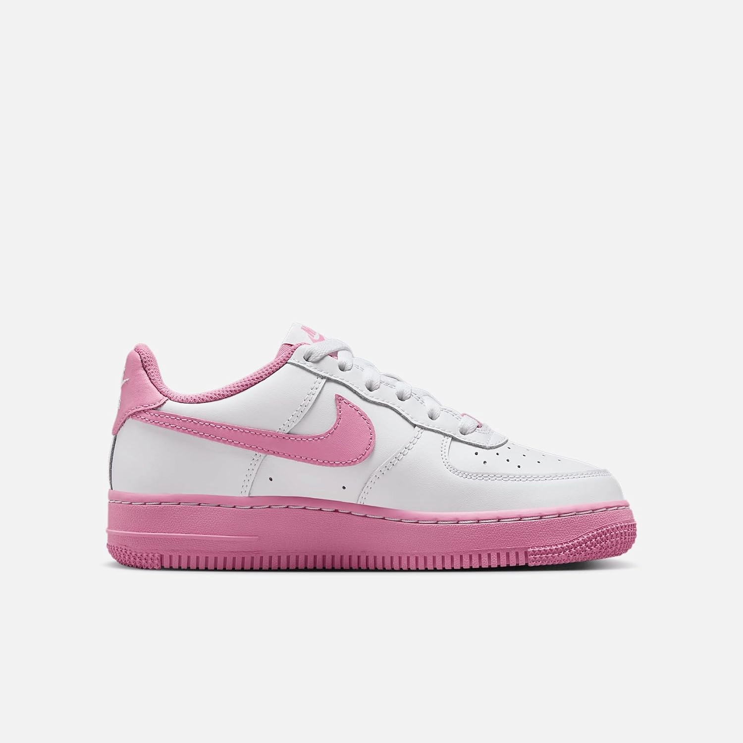 Nike Air Force 1 Low Grade School Lifestyle Shoes (White/Flamingo/Pink) (IB4411-100, Pink/White)
