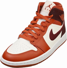 NIKE Air Jordan 1 Mid Women's Shoes (BQ6472-200, Dusty Peach/SAIL/White/Night Maroon) Size 9